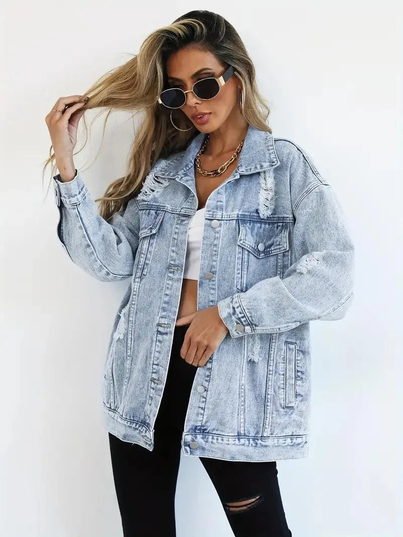 Fashionable Women's Oversized Denim Jacket