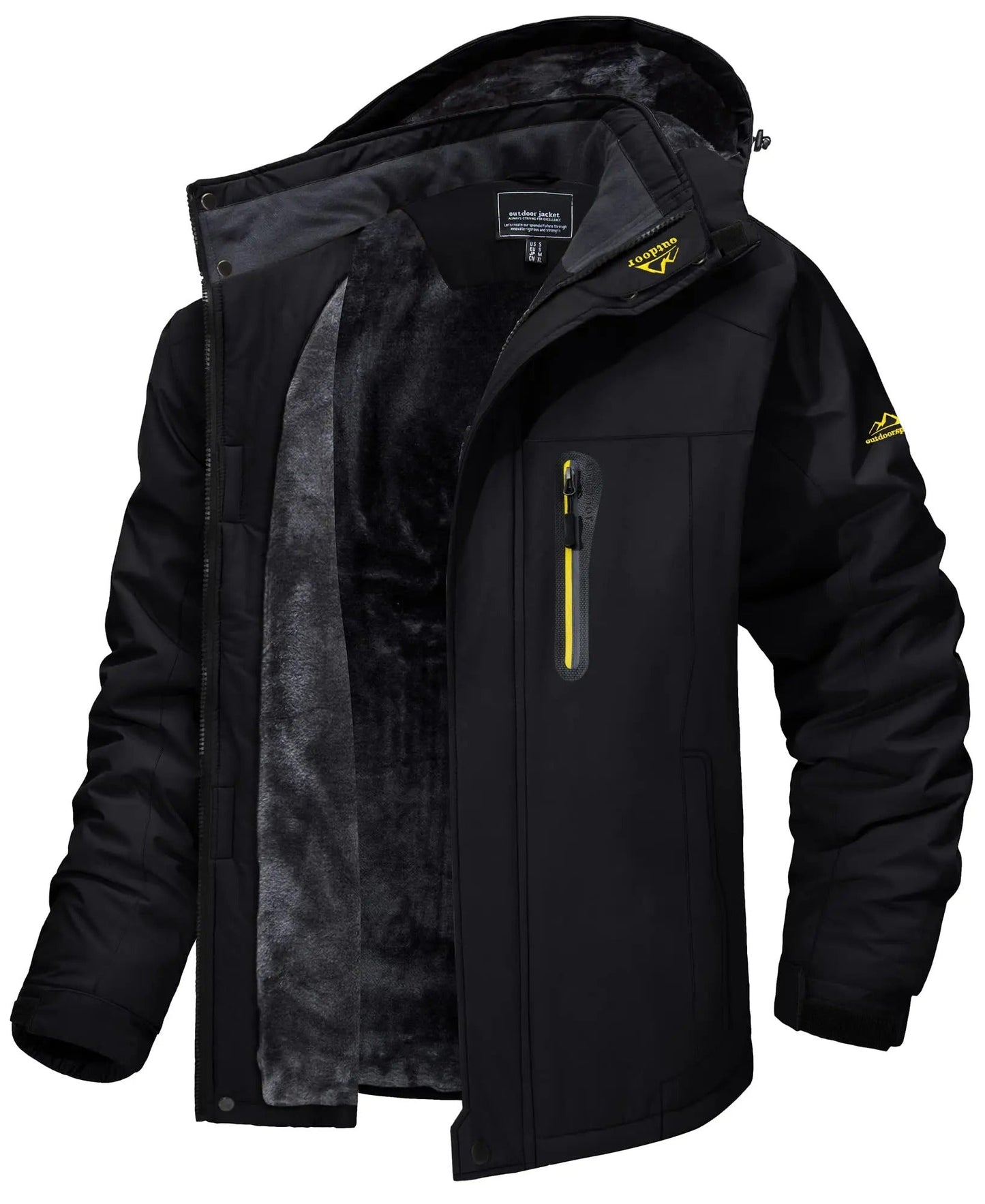 Waterproof outdoor jacket with fleece lining
