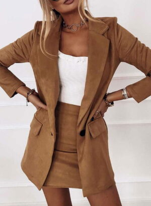 Elegant Women's Blazer Skirt Suit