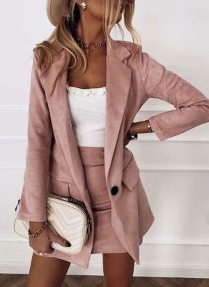 Elegant Women's Blazer Skirt Suit