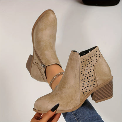 Women's Comfortable Ankle Boots with Zipper
