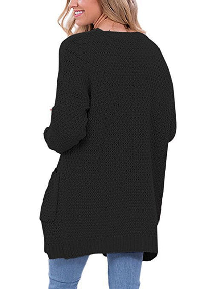 Women's Knitted Cardigan Cozy Cable Knit with Pockets