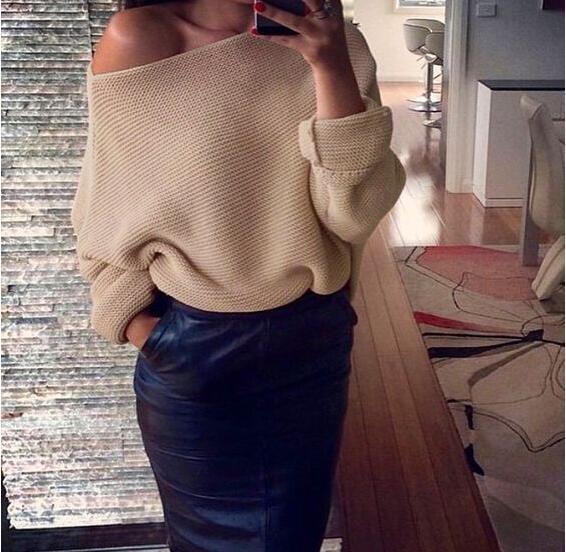 Women's Off-The-Shoulder Soft Chunky Knit Sweater