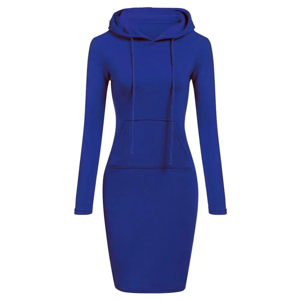 Fashionable Hoodie Dress with Hood and Kangaroo Pocket