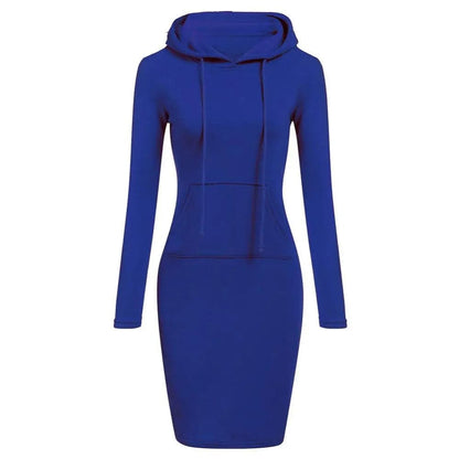Fashionable Hoodie Dress with Hood and Kangaroo Pocket
