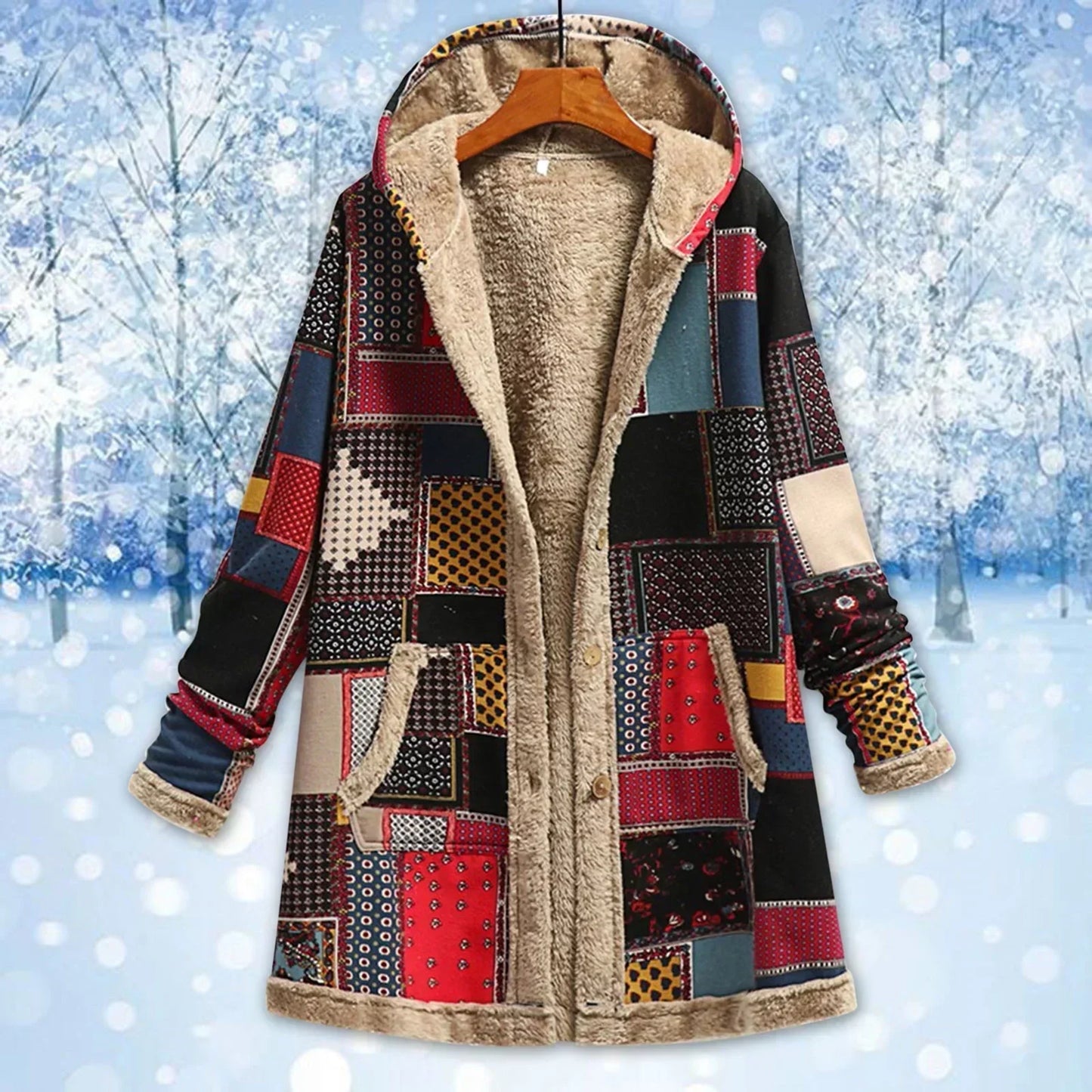 Damenschutzjacke Fleece Warm Kapuze - IdealeKleiden