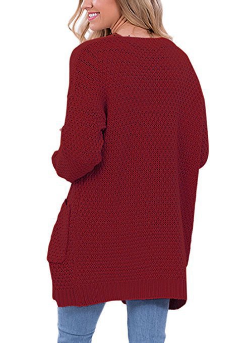 Women's Knitted Cardigan Cozy Cable Knit with Pockets