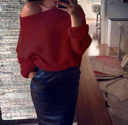 Women's Off-The-Shoulder Soft Chunky Knit Sweater