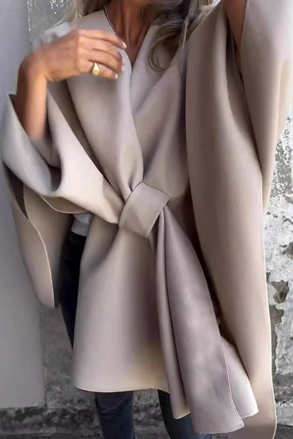 Stylish Women's Jacket V-Neck Cape Design