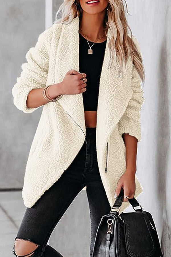 Casual Leather Jacket Zipper Pockets