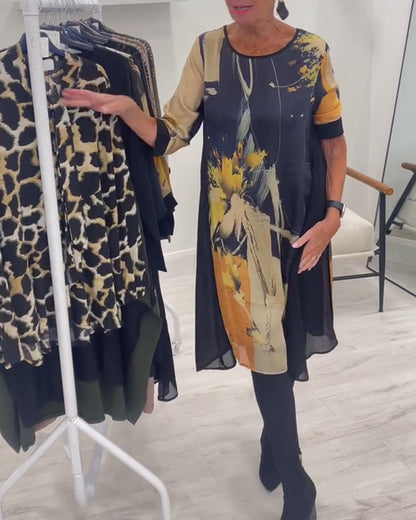 Retro Round Neck Dress for Women