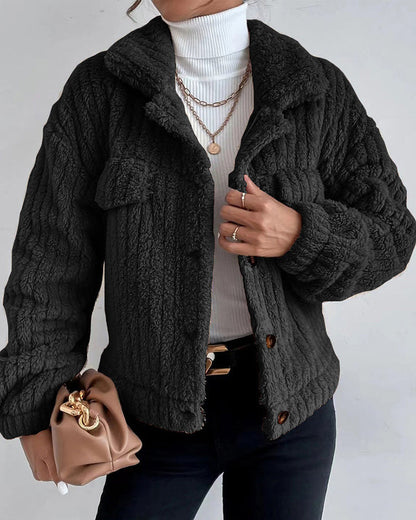 Stylish Winter Coat Solid Tight Weave