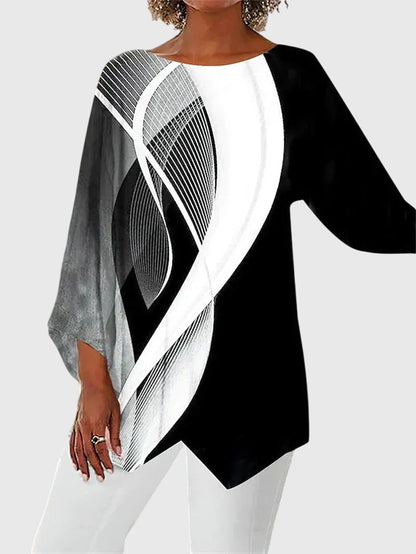 Women's Long-Sleeve Top Butterfly Motif