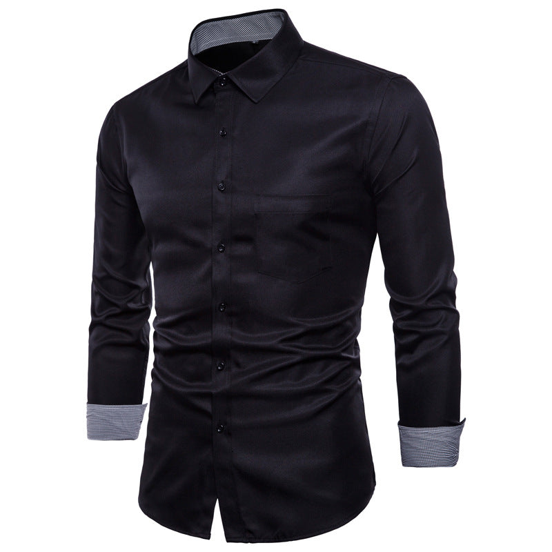 Men's Shirt Slim Fit Modern Satin Quality