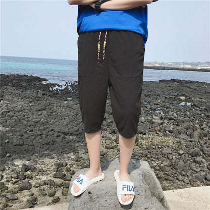 Men's Linen Trousers Comfortable Elastic Casual