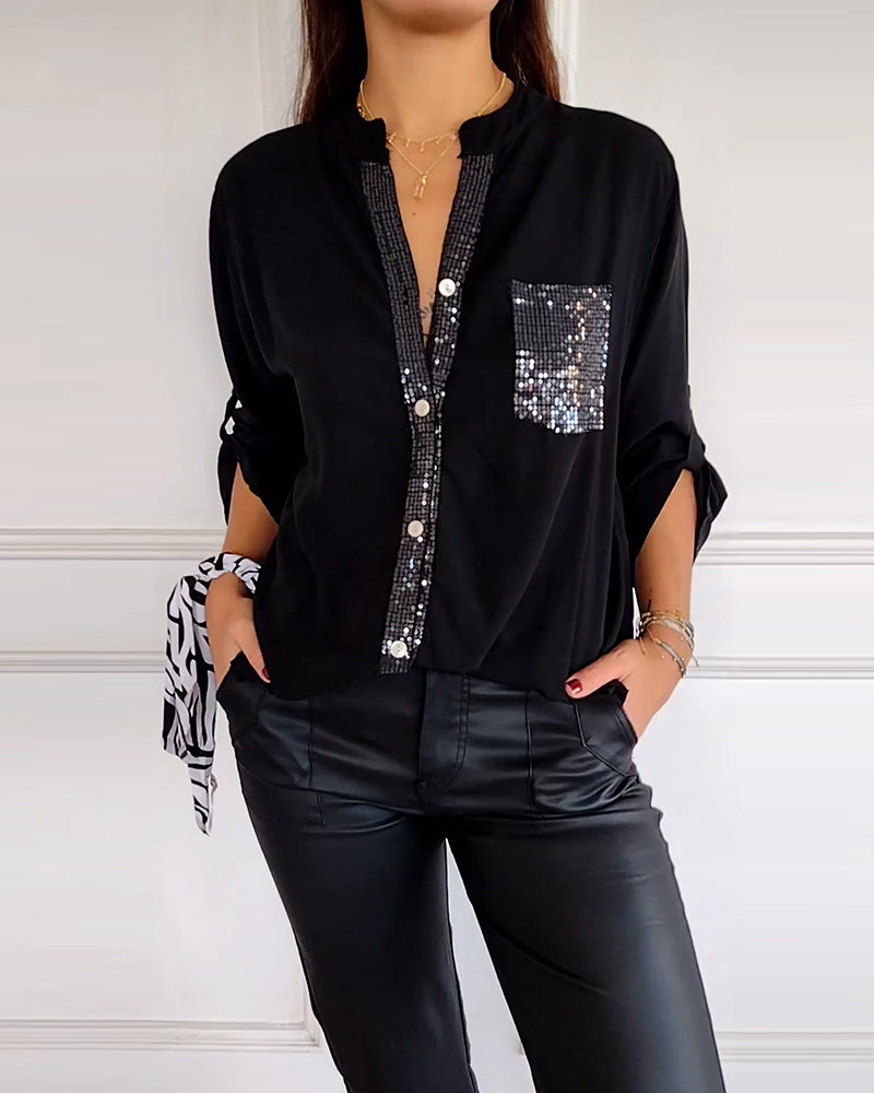 Elegant Blouse with Glitter Effect
