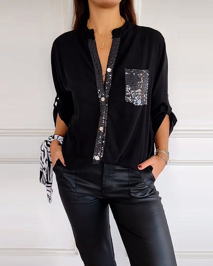 Elegant Blouse with Glitter Effect