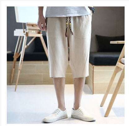 Men's Linen Trousers Comfortable Elastic Casual