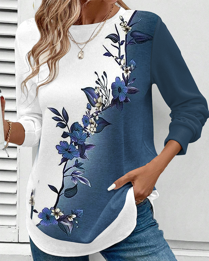 Summer Dress Round Neck Floral Print Colorful