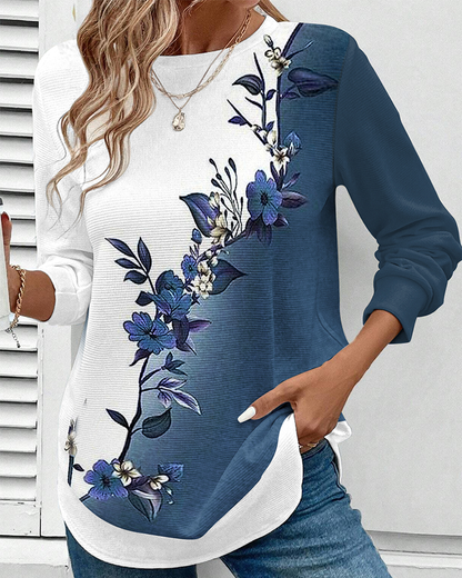 Summer Dress Round Neck Floral Print Colorful