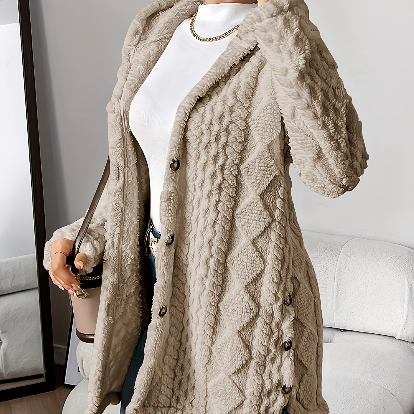 Elegant Women's Long Jacket with Hood Nautical Style