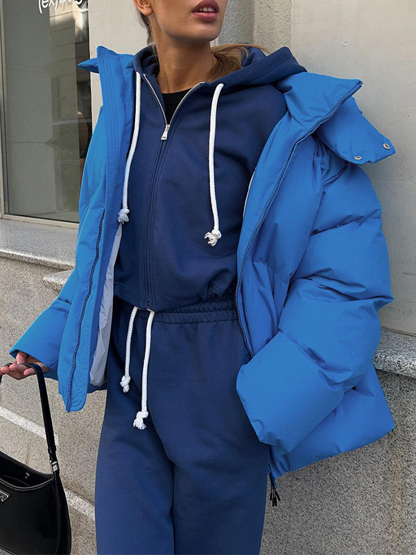 Farbenfrohes Gepolstertes Winterjacket mit Kapuze