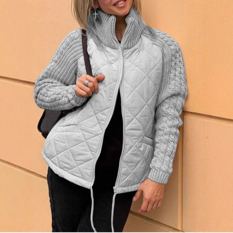 Soft Quilted Jacket Women Warm Knit