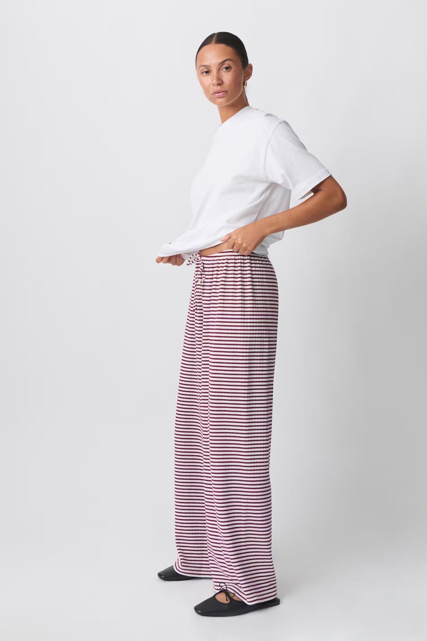 Women's Lightweight Spring Trousers Striped Look