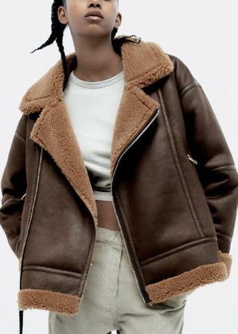 Leather Jacket Fur Trim Women