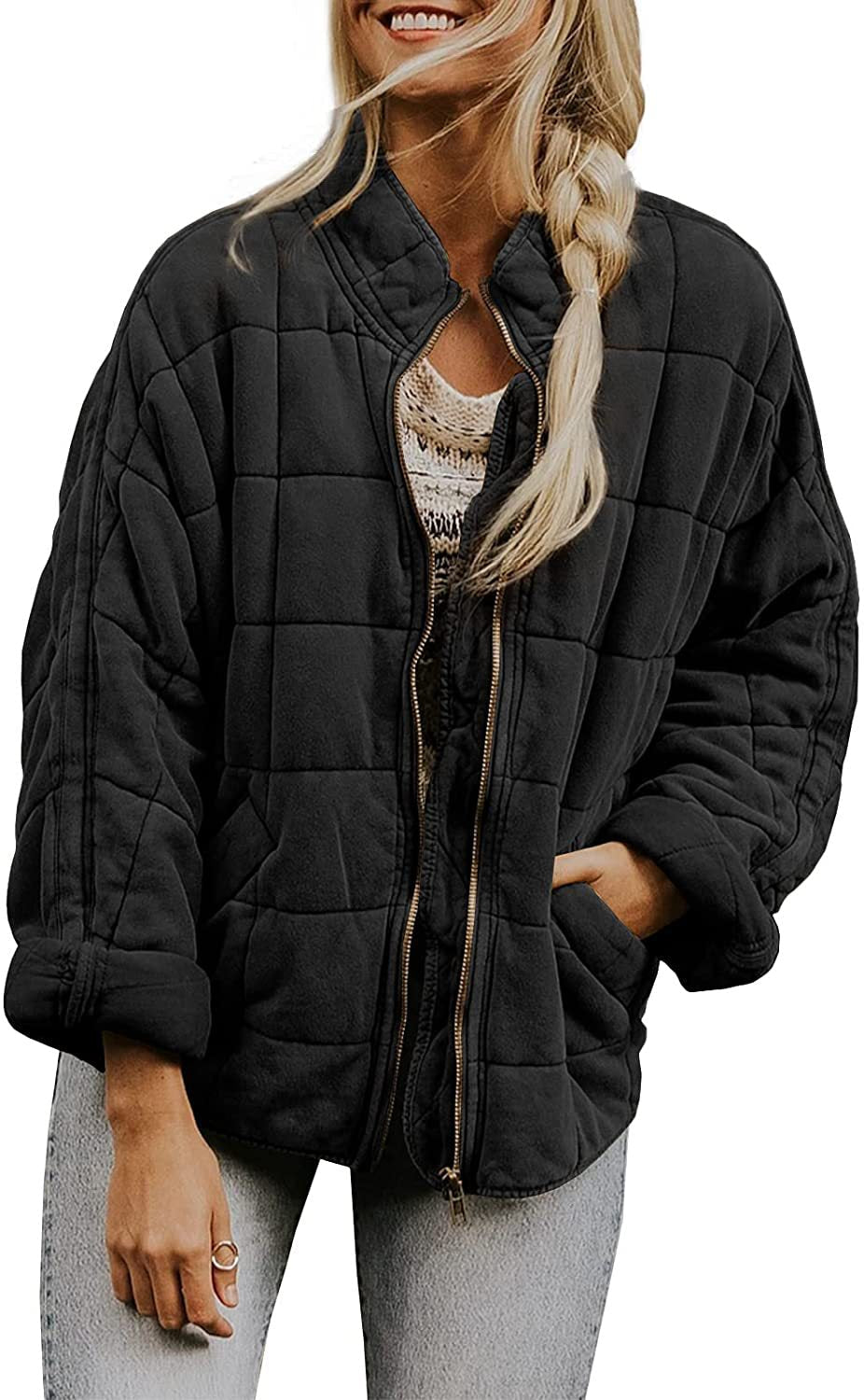 Women's Winter Plaid Jacket With Pockets