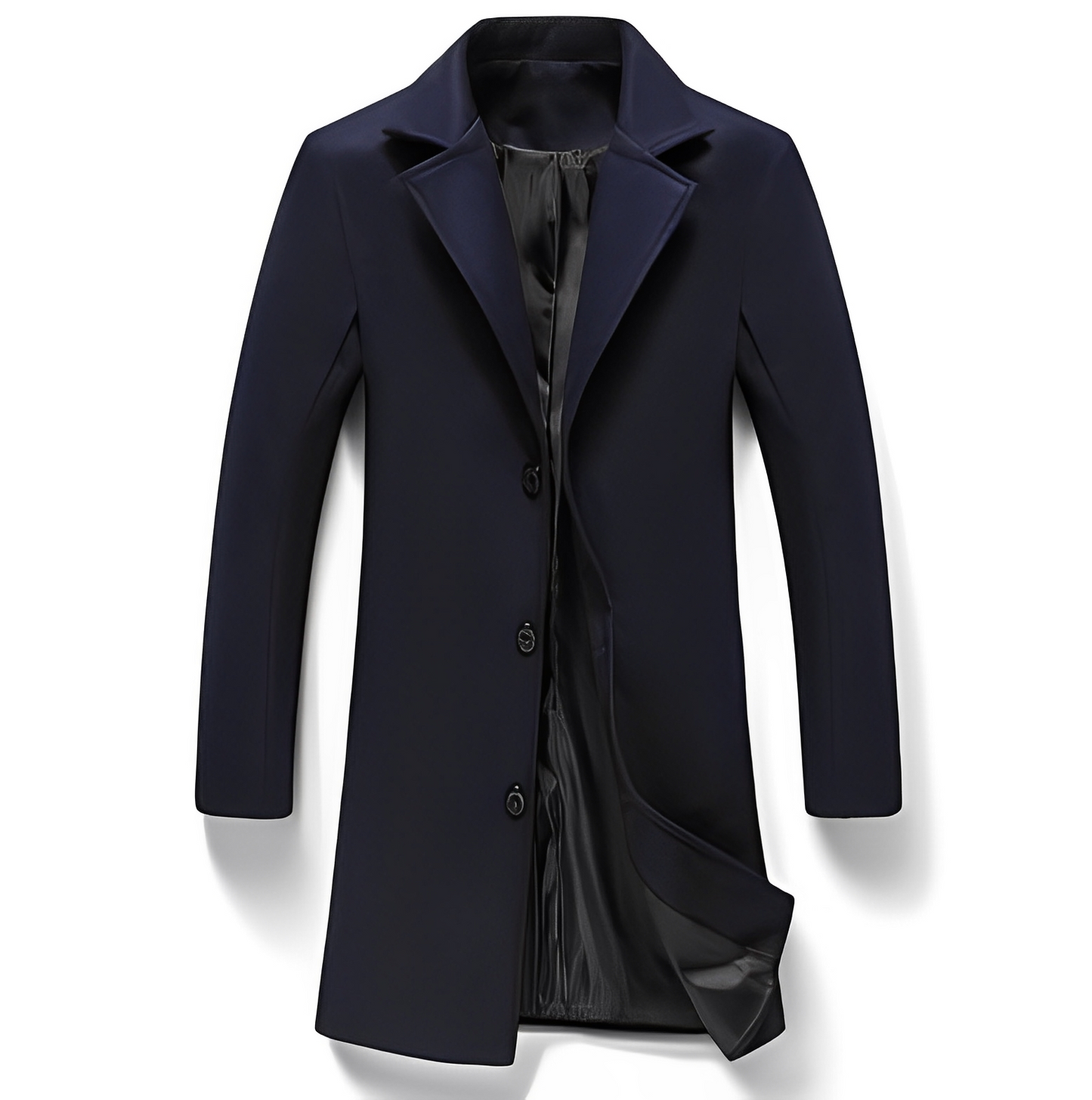 Elegant Men's Formal Black Wool Coat