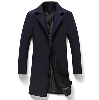 Elegant Men's Formal Black Wool Coat