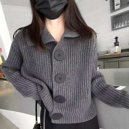Fashionable Women's Cardigan Large Buttons