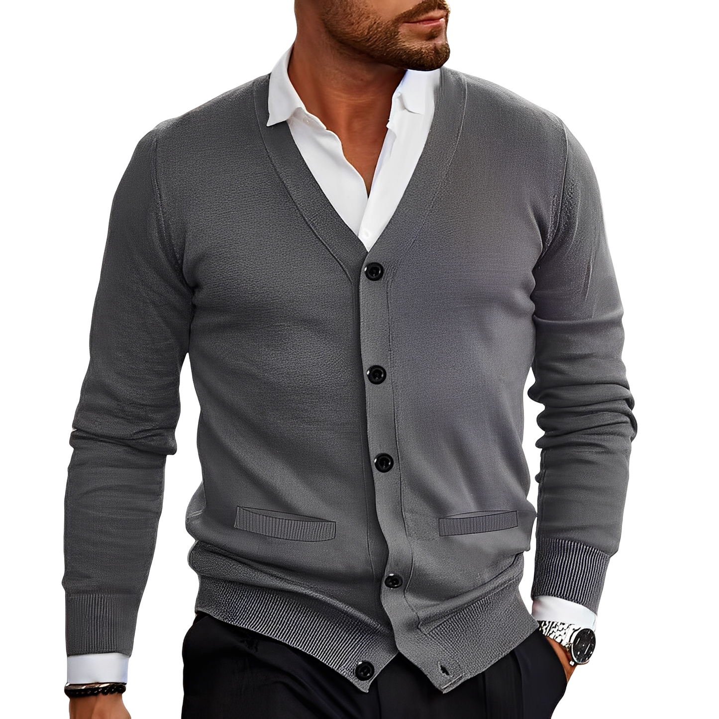 Comfortable Men's Cardigan Elegant Black