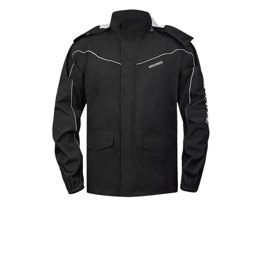 Men's Waterproof Motorcycle Rain Jacket Reflective Black