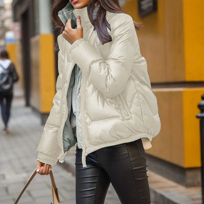 Fashionable Quilted Jacket Shiny Black