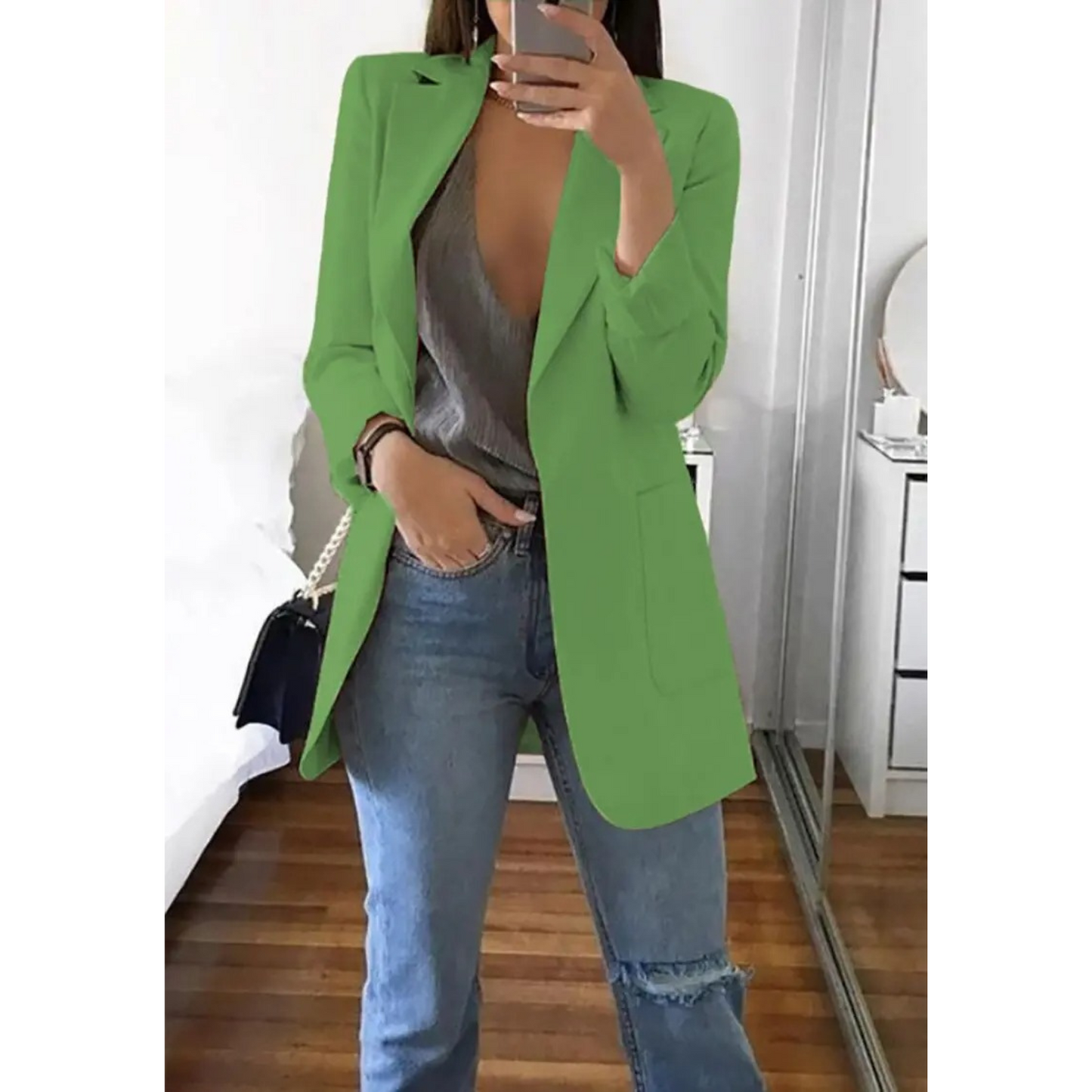 Women's Khaki Blazer Autumn Fashion