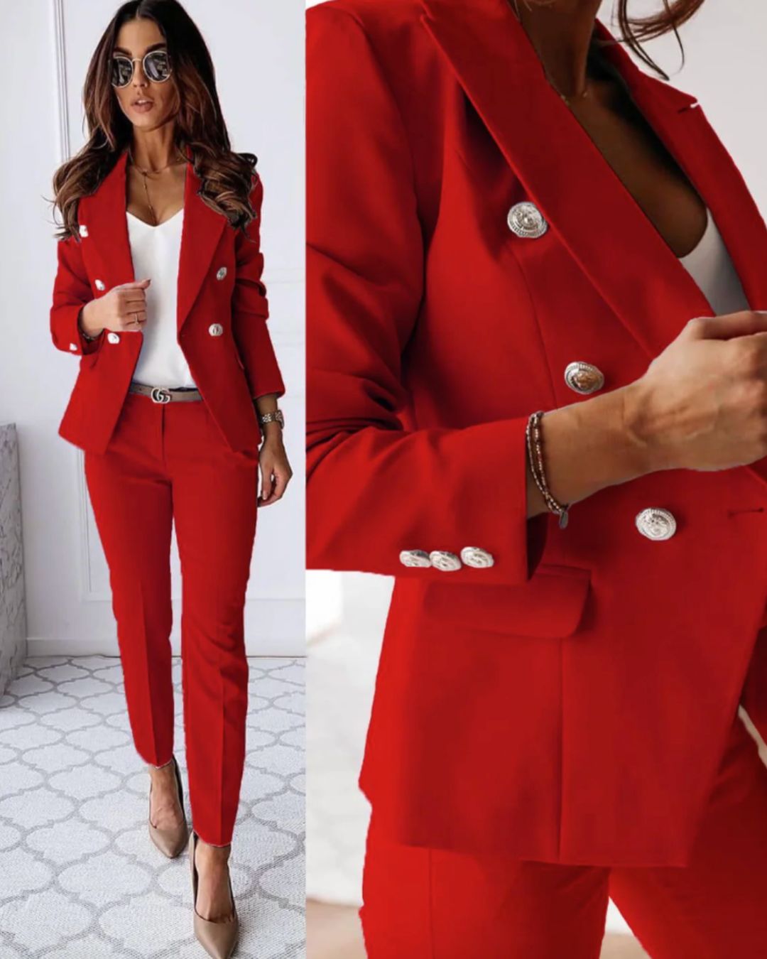 Women's Blazer Set with Stylish Button