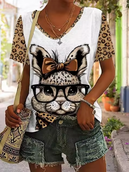 White T-shirts with Cute Bunny Design