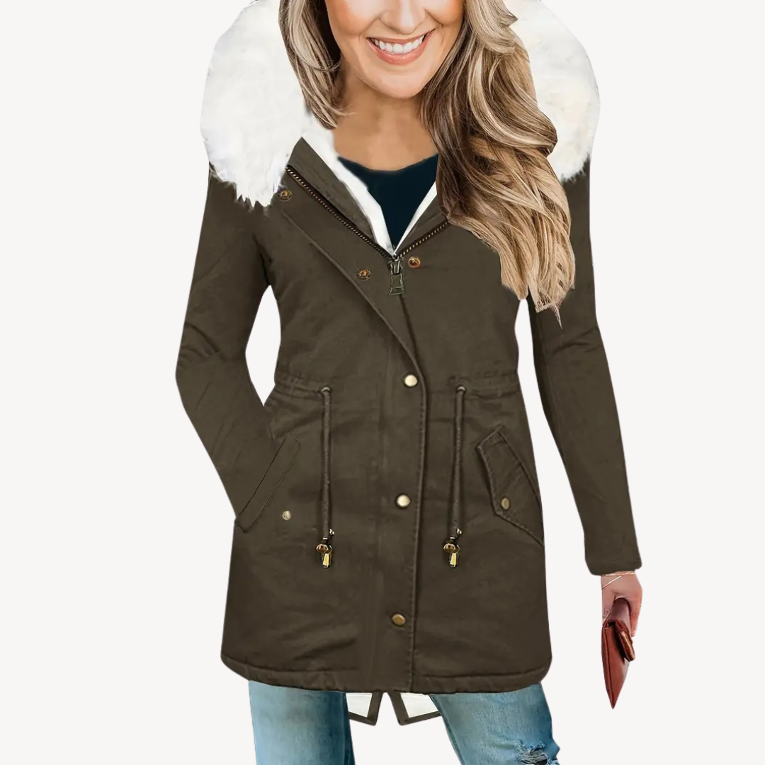 Damen Kunstpelz Parka Mantel Winterjacke - IdealeKleiden