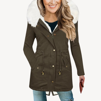 Damen Kunstpelz Parka Mantel Winterjacke - IdealeKleiden