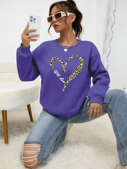 Stylish Pulli Leopard Herz Muster