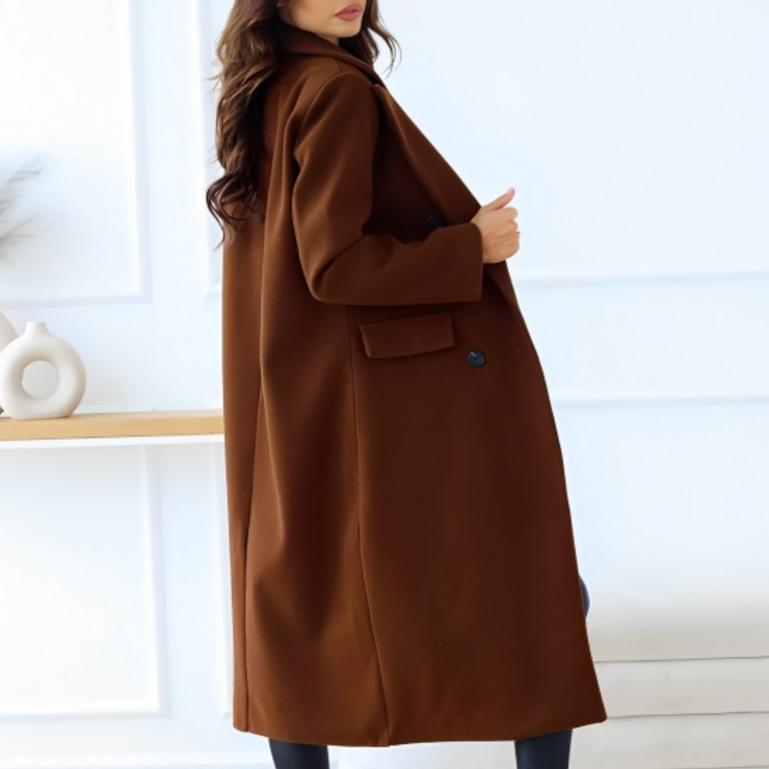Long Wool Coat Plus Size Double-Breasted Classic