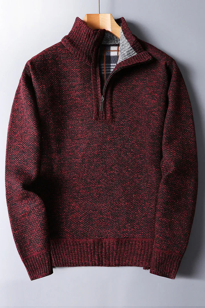 Men's Comfortable Knitted Sweater with Zipper