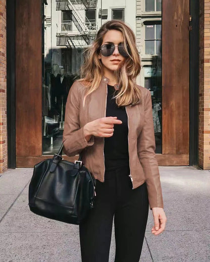 Stylish Women's Leather Jacket Model