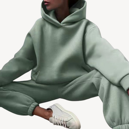 Women's Black Hoodie Tracksuit Sporty