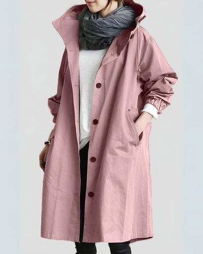 Elegant Women's Hooded Trench Coat