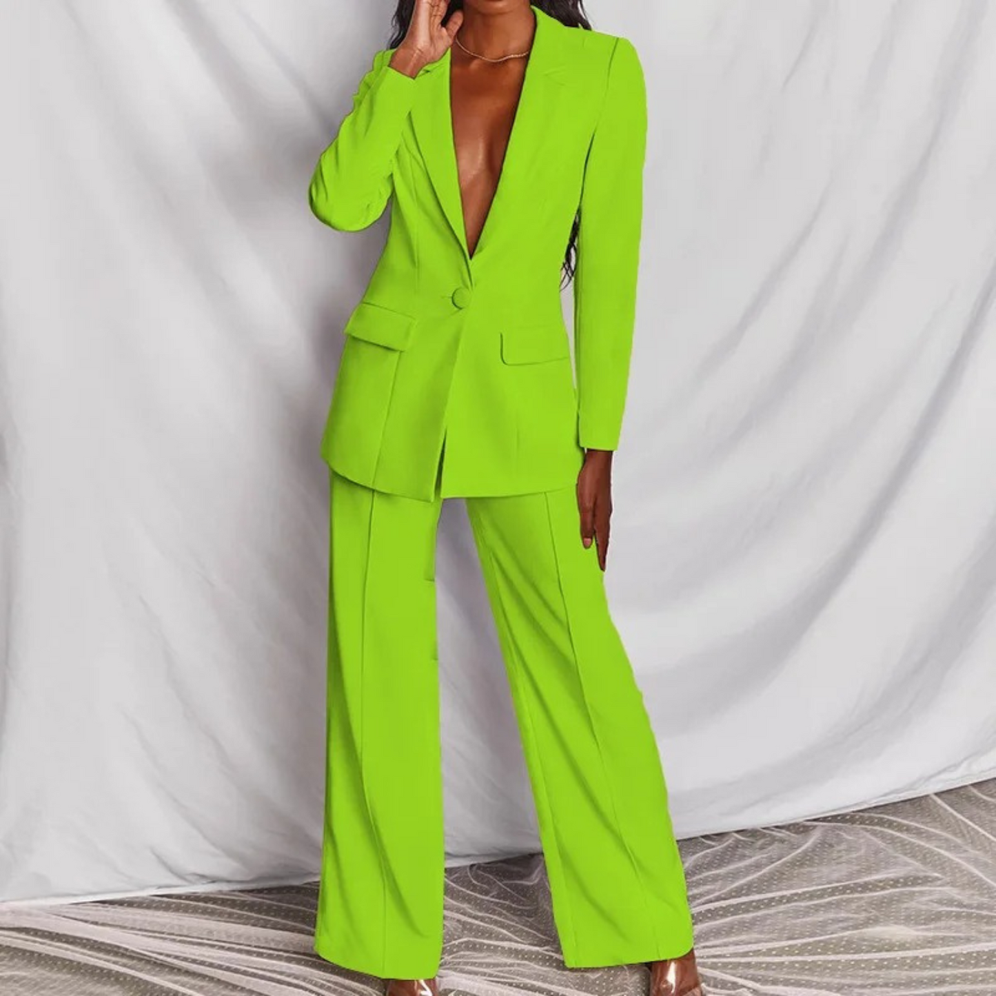 Elegant Women's Blazer Set Long Sleeve