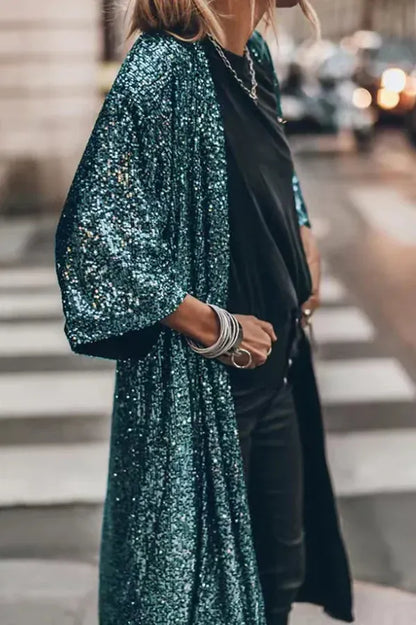Glamour Kimono Sequin Evening Gown