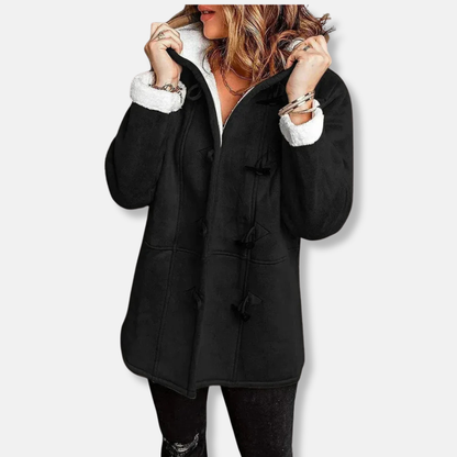 Fleecejacke Damen Kapuze Mittellang Lässig - IdealeKleiden